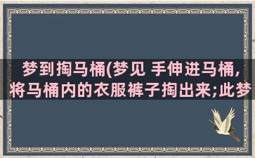 梦到掏马桶(梦见 手伸进马桶,将马桶内的衣服裤子掏出来;此梦预示着什么)